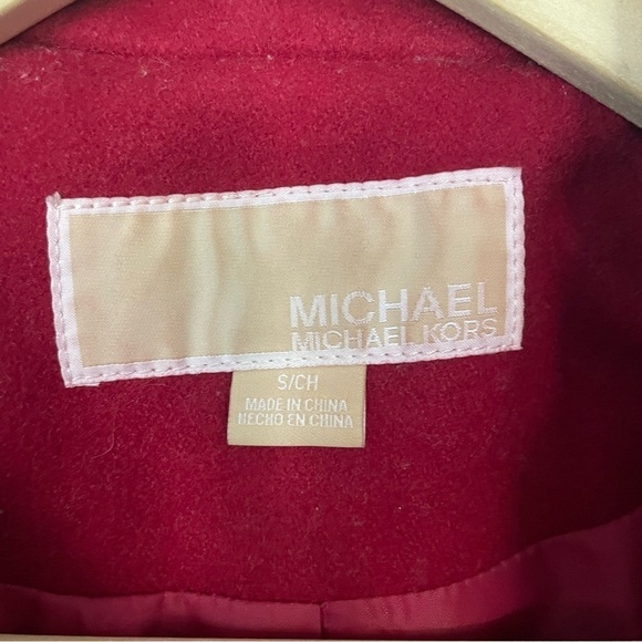 EUC Michael Kors Wool Blend Pea Coat in Cherry Red Size Small - Picture 5 of 8